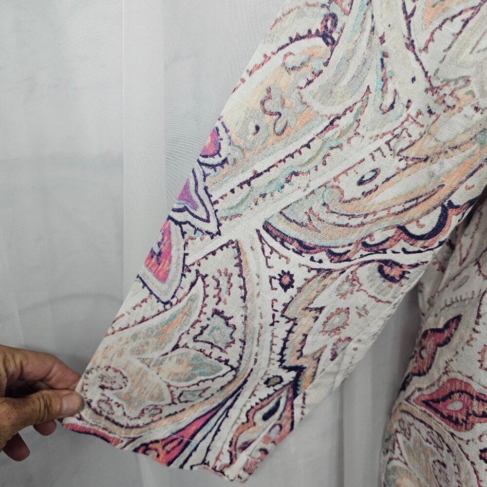 Chico's Jacket Shacket Pink Linen Boho Coastal Beach 2 (L) - Picture 6 of 16